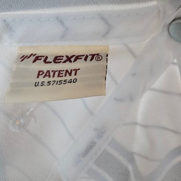 Vtg North Carolina Tar Heels Fitted Flat Bill Hat White Striped UNC NCAA L/XL - Picture 10 of 11